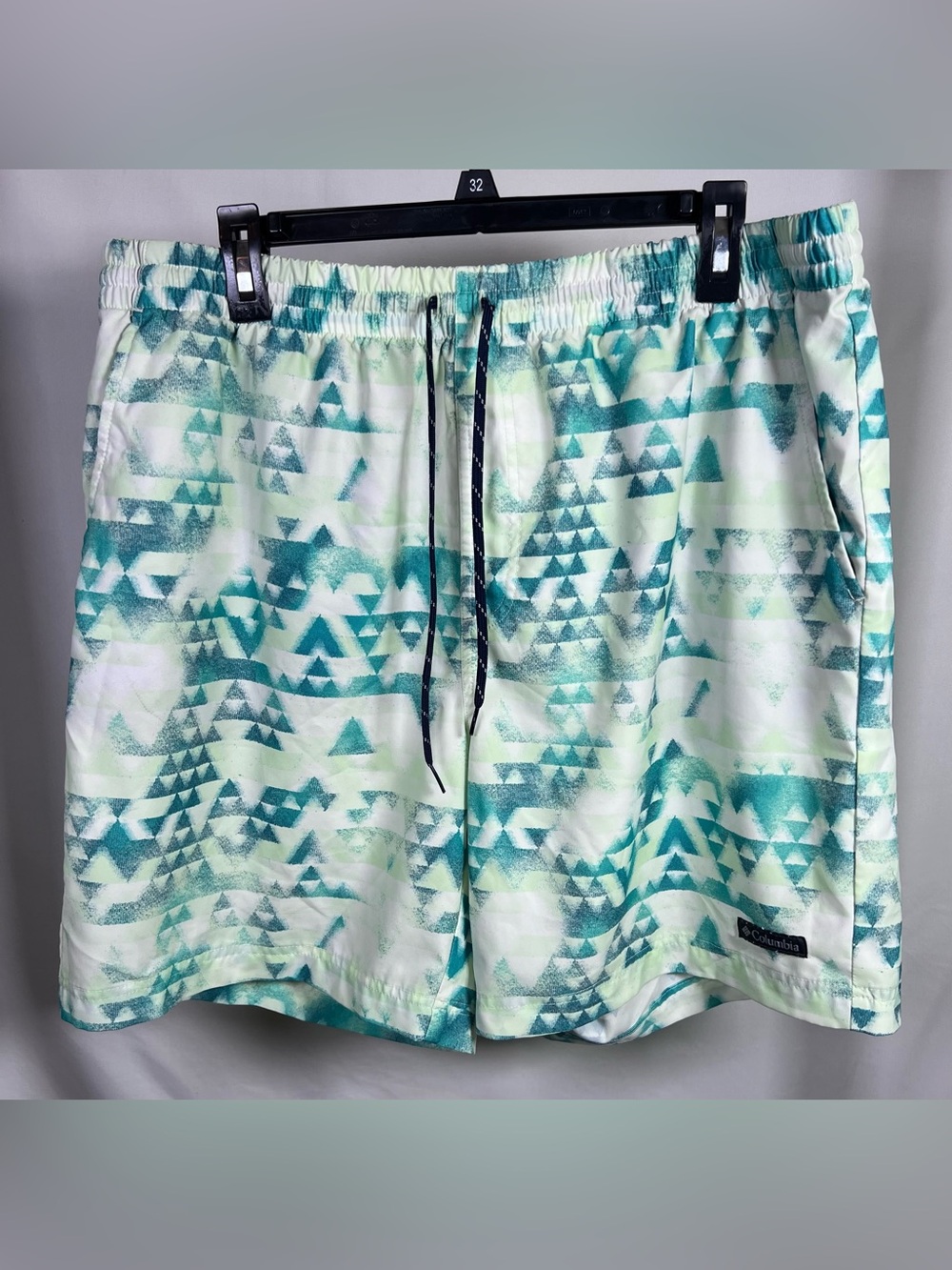 Columbia Men’s Shades of Green Geometric Swim Trunks - XL